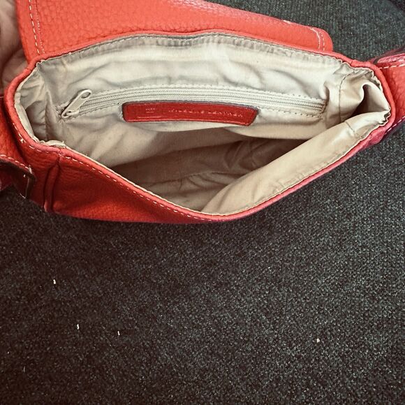 Wilson Leather Red Pebble Leather Crossbody Saddlebag Small‎ Shoulder Purse - Picture 4 of 7